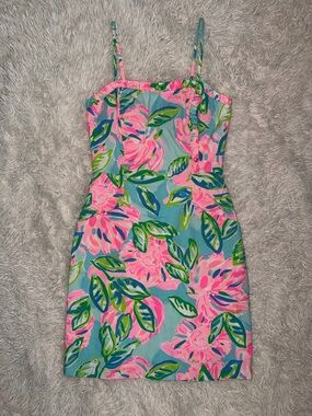 Lilly Pulitzer Pink & Blue Floral Spaghetti-Strap Dress